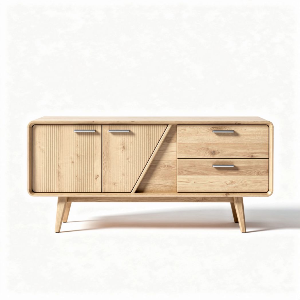 Houten tv-meubel met twee deurtjes en drie lades 120 x 40 x 50cm