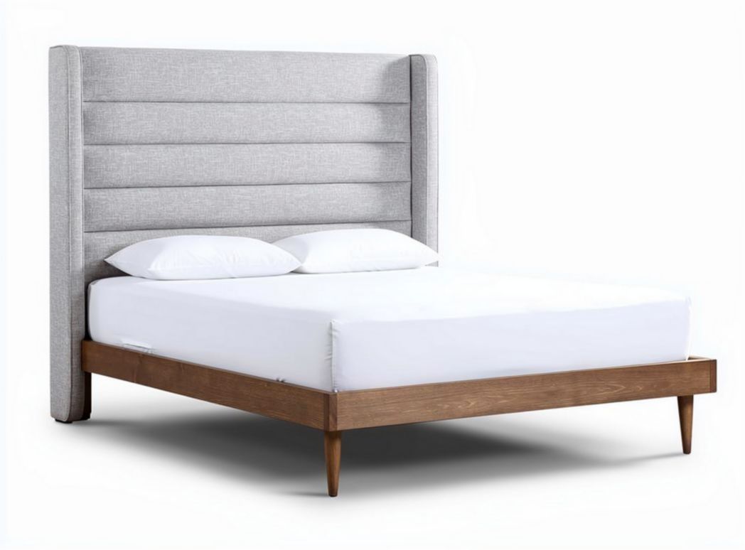 Hoofdbord bed met houten kader en stofafwerking 200 x 160 x 100cm