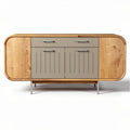 Houten dressoir met metalen poten en twee sluitbare deuren 120 x 45 x 75cm