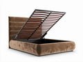 Bedframe in bruin fluweel met opklapbare lattenbodem 200 x 160 x 35cm