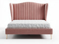 Roze stoffen bed met hoofdbord 200 x 160 x 100cm en een matras inbegrepen