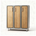Houten kasten met drie deuren en metalen framing 80 x 40 x 100cm