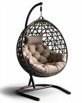 Hangstoel van wicker met kussen en metalen frame 80 x 80 x 120cm bruin