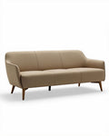 Bank van stof in beige met houten poten 180 x 85 x 75cm